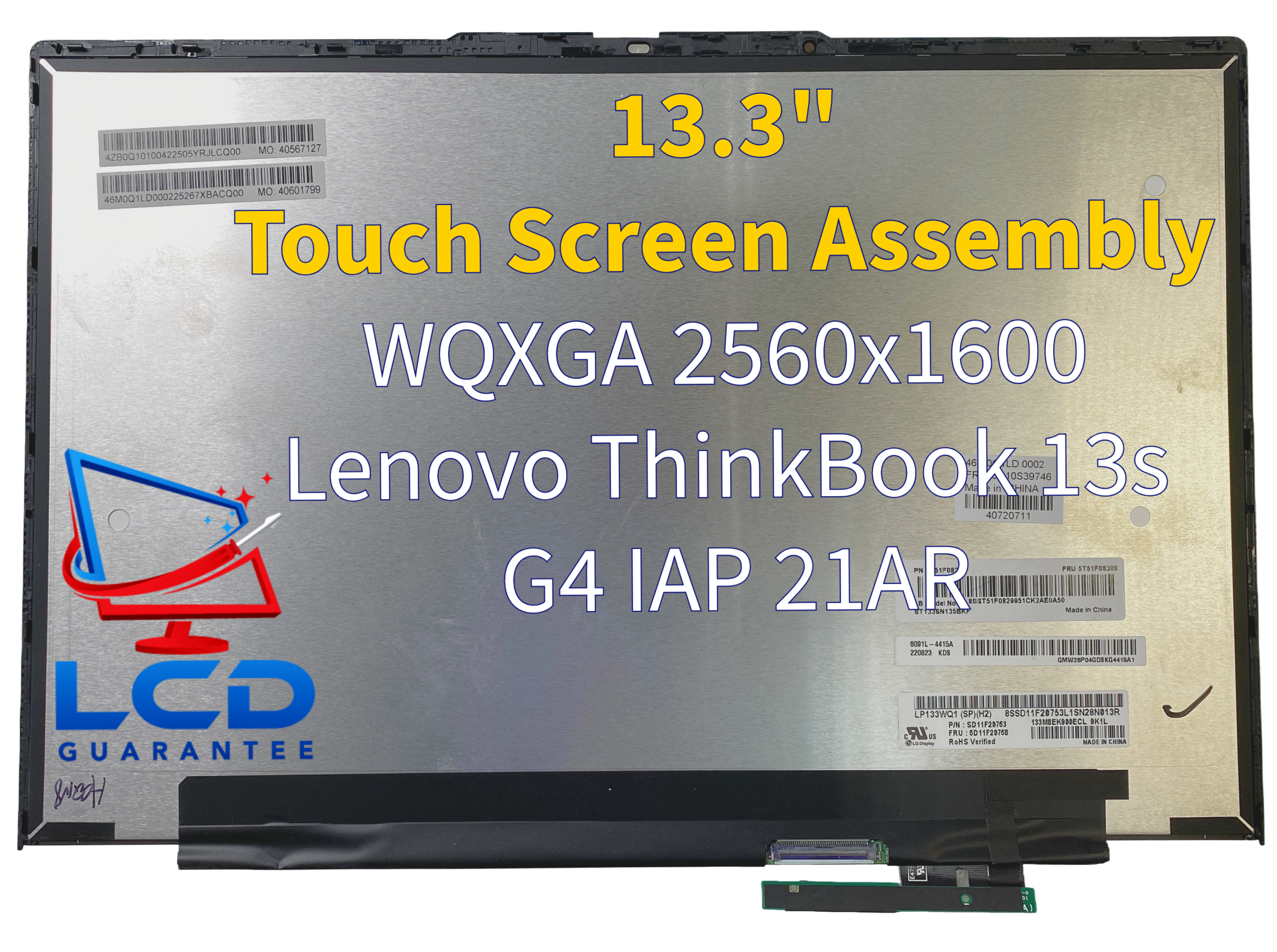Lenovo ThinkBook 13s G4 IAP 21AR0025US 13.3" WQXGA 60Hz Touch Digitizer LCD IPS eDP, 1 inch, 40 pins Connector laptop screen