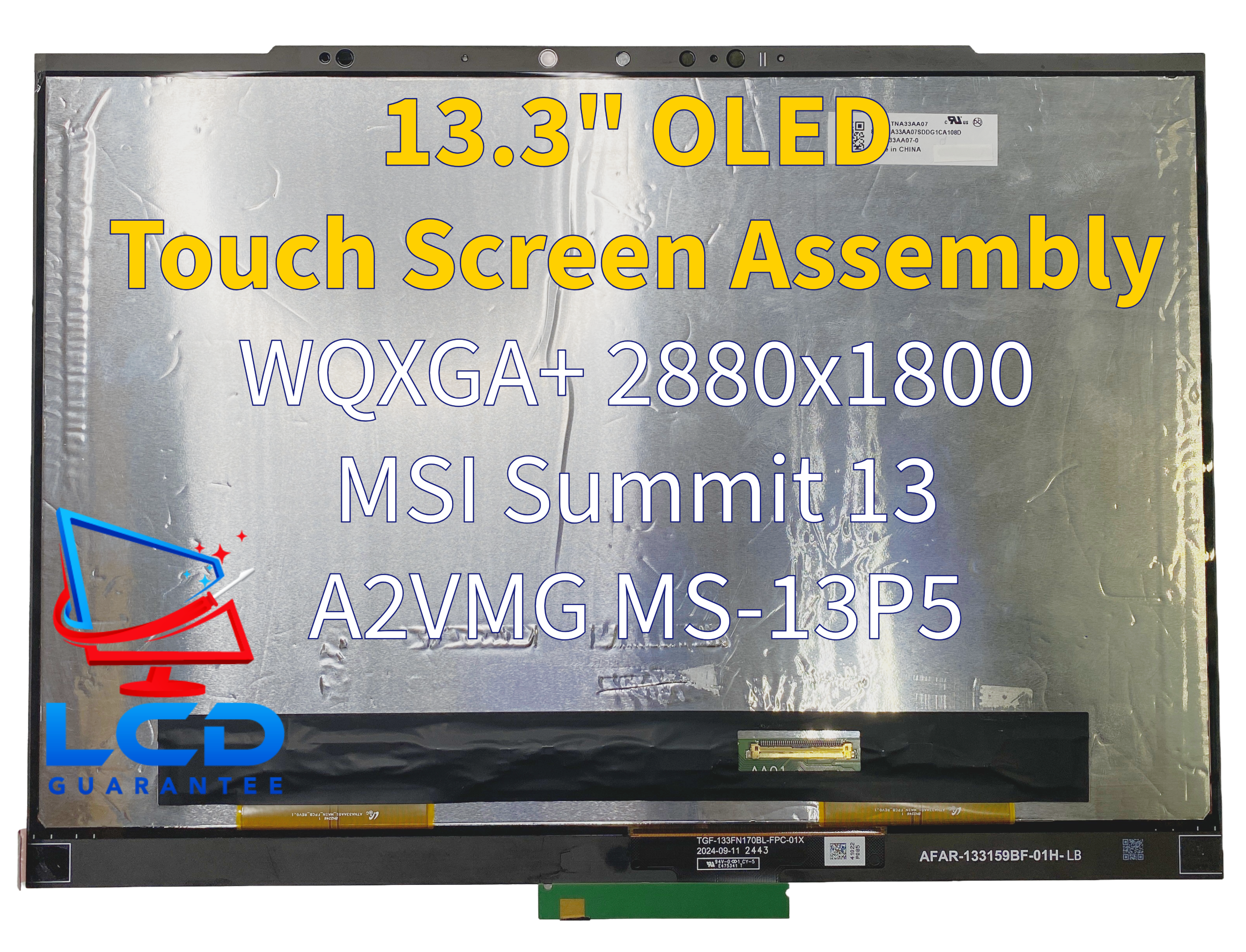MSI S1J-3E8C001-LB2 TGF-133FN170BL Series 13.3 2.8K 60Hz Touch Digitizer OLED Laptop eDP, 40 pins Connector laptop screen