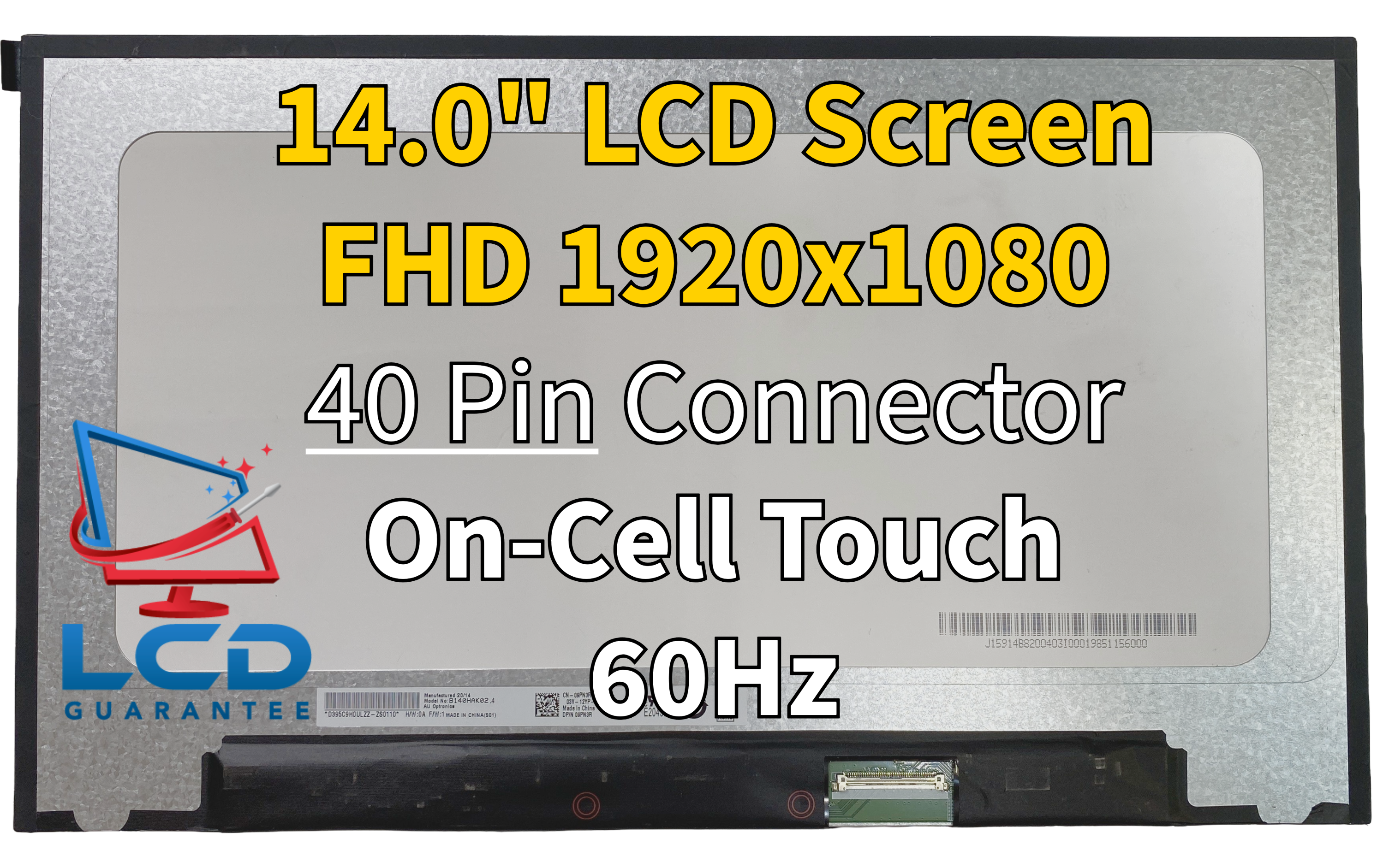 Dell 0C2N8F 14" FHD 60Hz On-Cell Touch LCD Laptop 1 inch, 40 pins Connector laptop screen