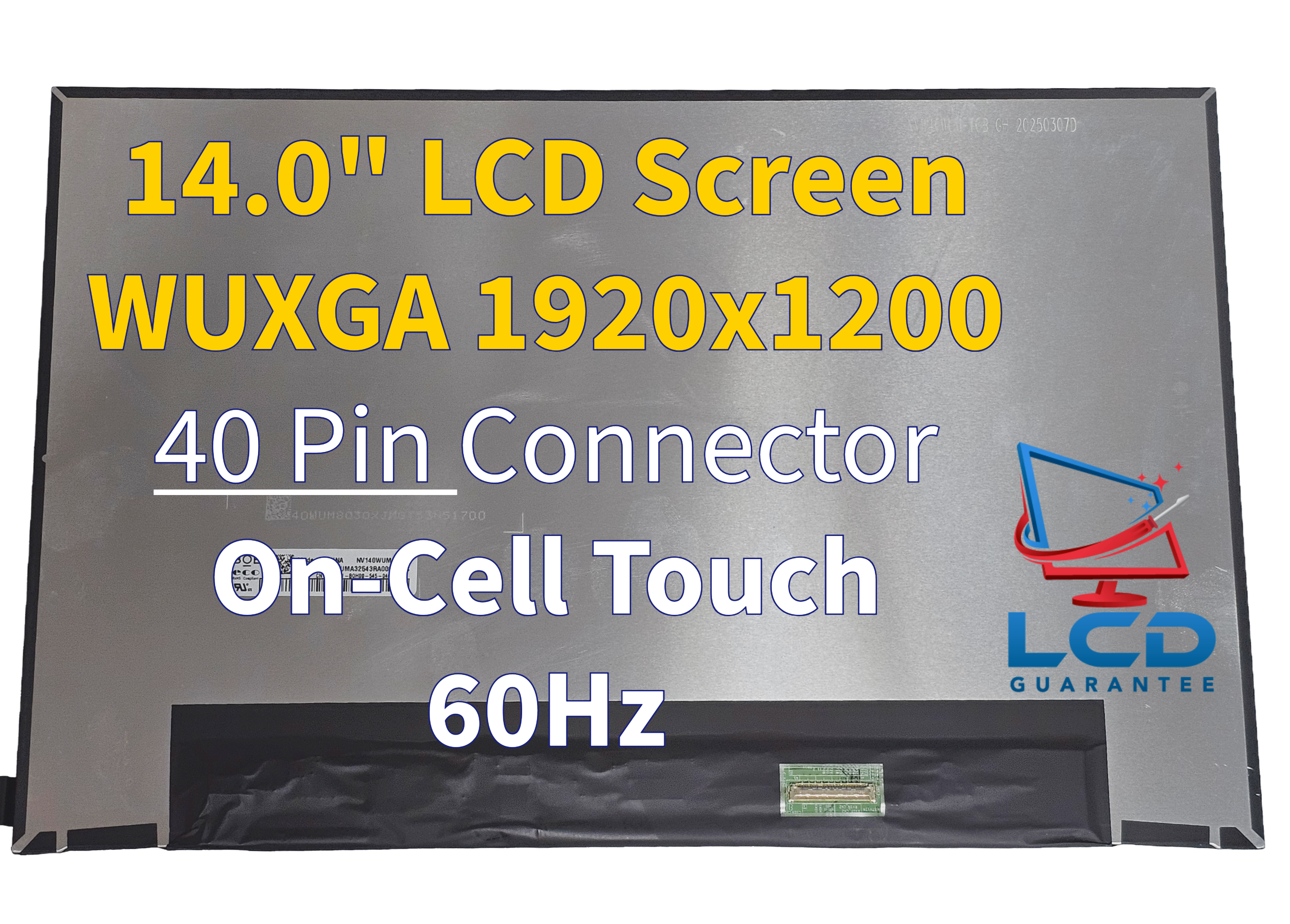 BOE NV140WUM-T0B 14" WUXGA 60Hz Touch LCD 40 pin slim .4 mm Connector laptop screen