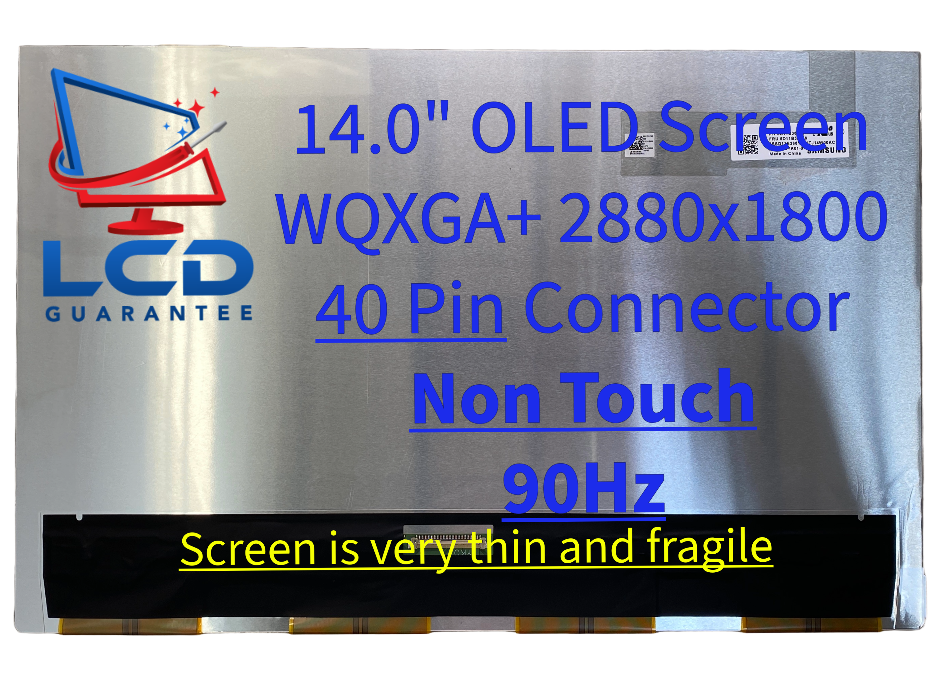 Lenovo 5M11L16230 Raw Panel 14" 2.8K 2880x1800 90Hz Non Touch OLED OLED 1 inch, 40 pins Connector laptop screen
