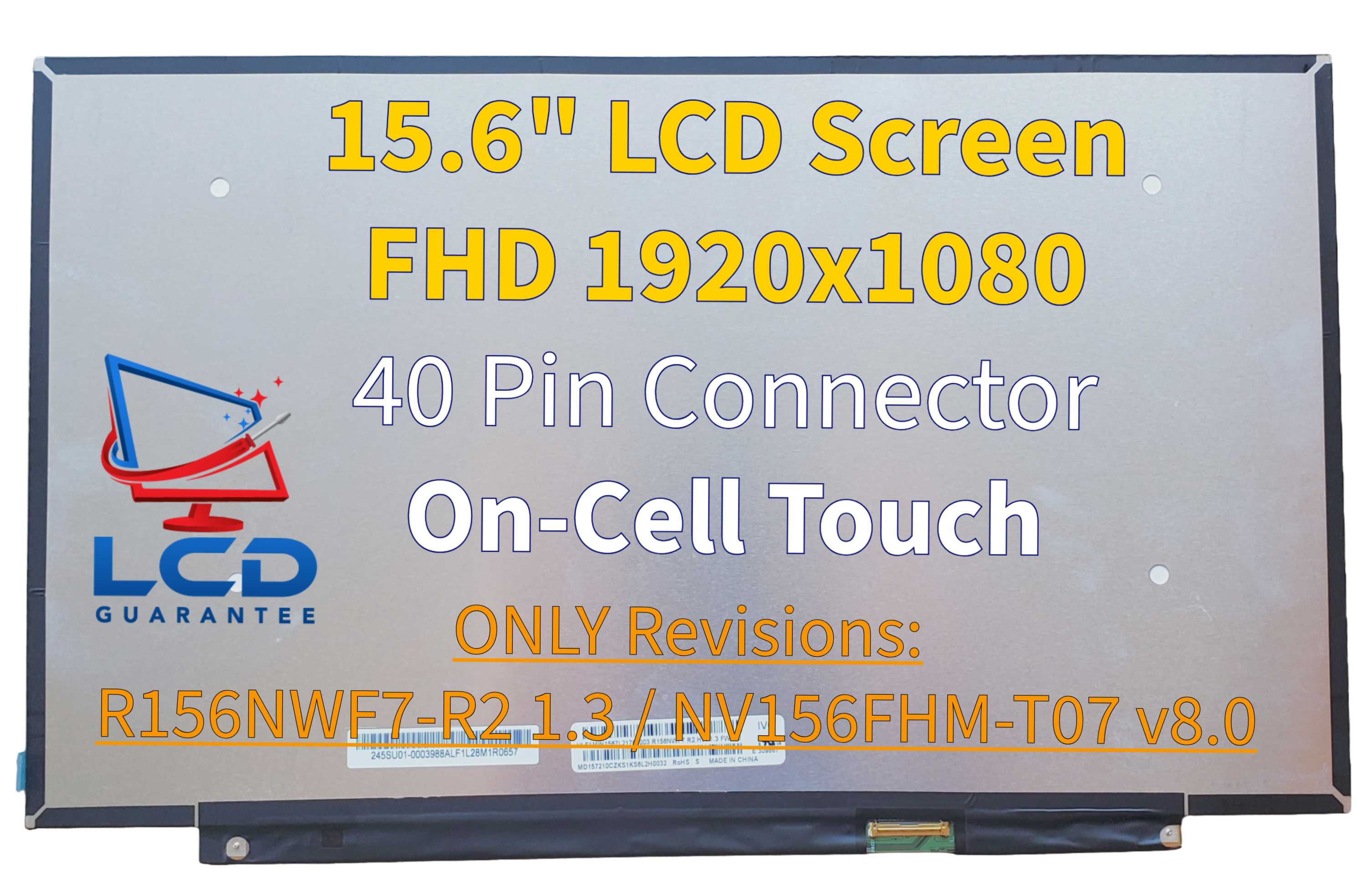 Lenovo P/N 5D11B38235 IVO R156NWF7 R2 FHD 15.6" Touch Screen 40 Pin main product image