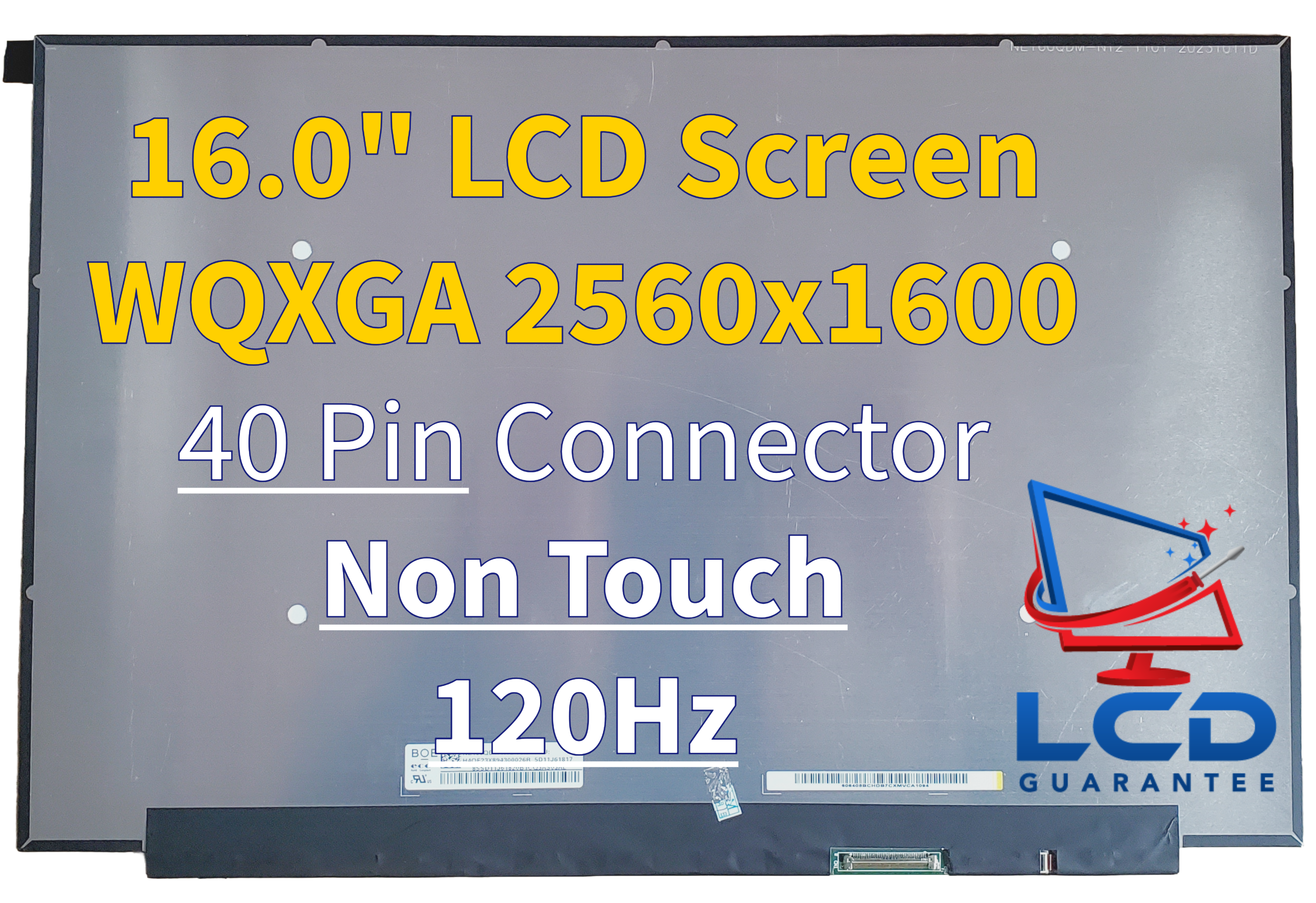 5D11F56381 Lenovo 16" WQXGA 120Hz Non-Touch Replacement LCD Laptop Screen Panel main product image