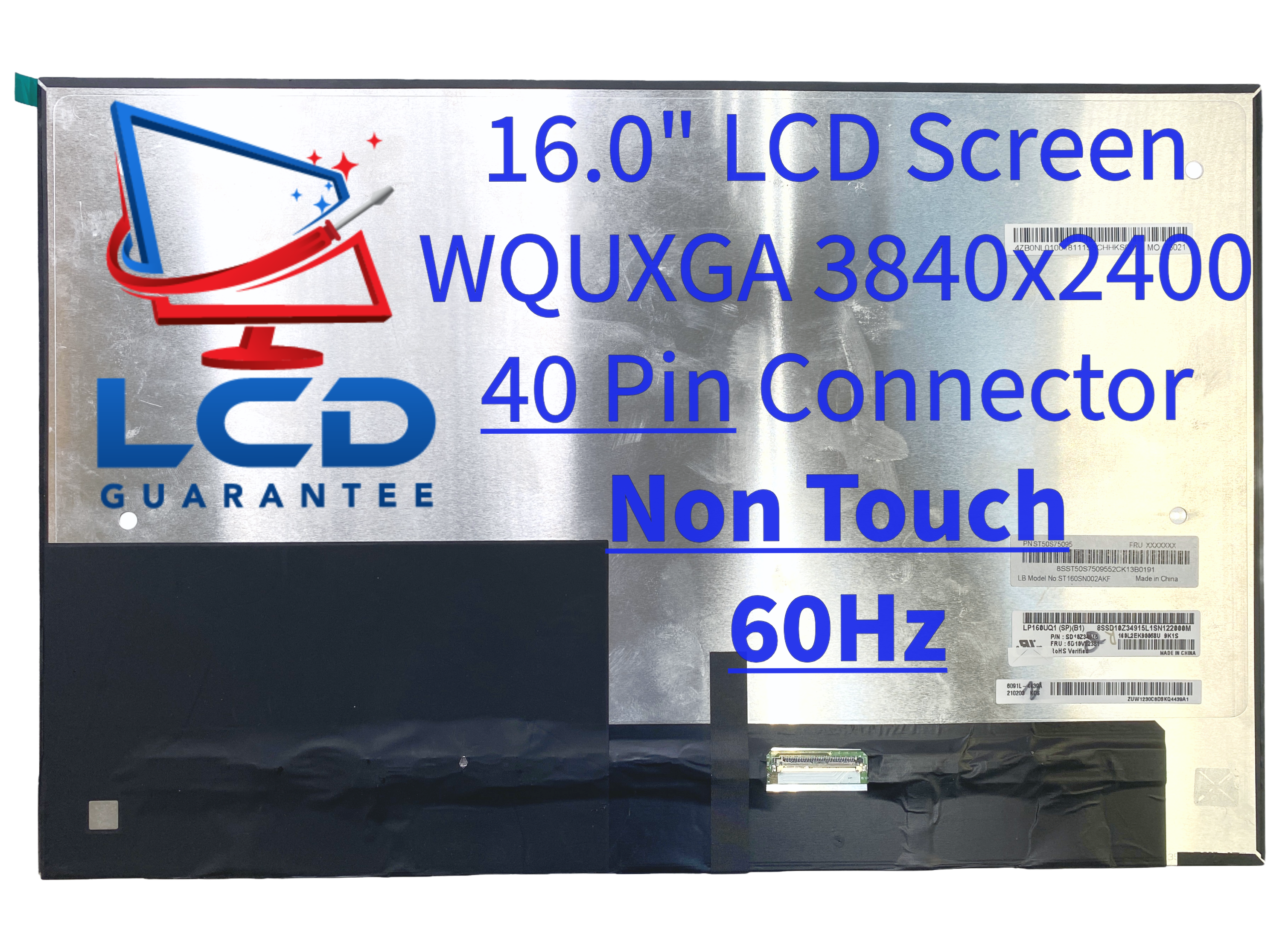 Lenovo 5M11D12287 16" WQUXGA 60Hz Non-Touch LCD 1 inch, 40 pins Connector laptop screen