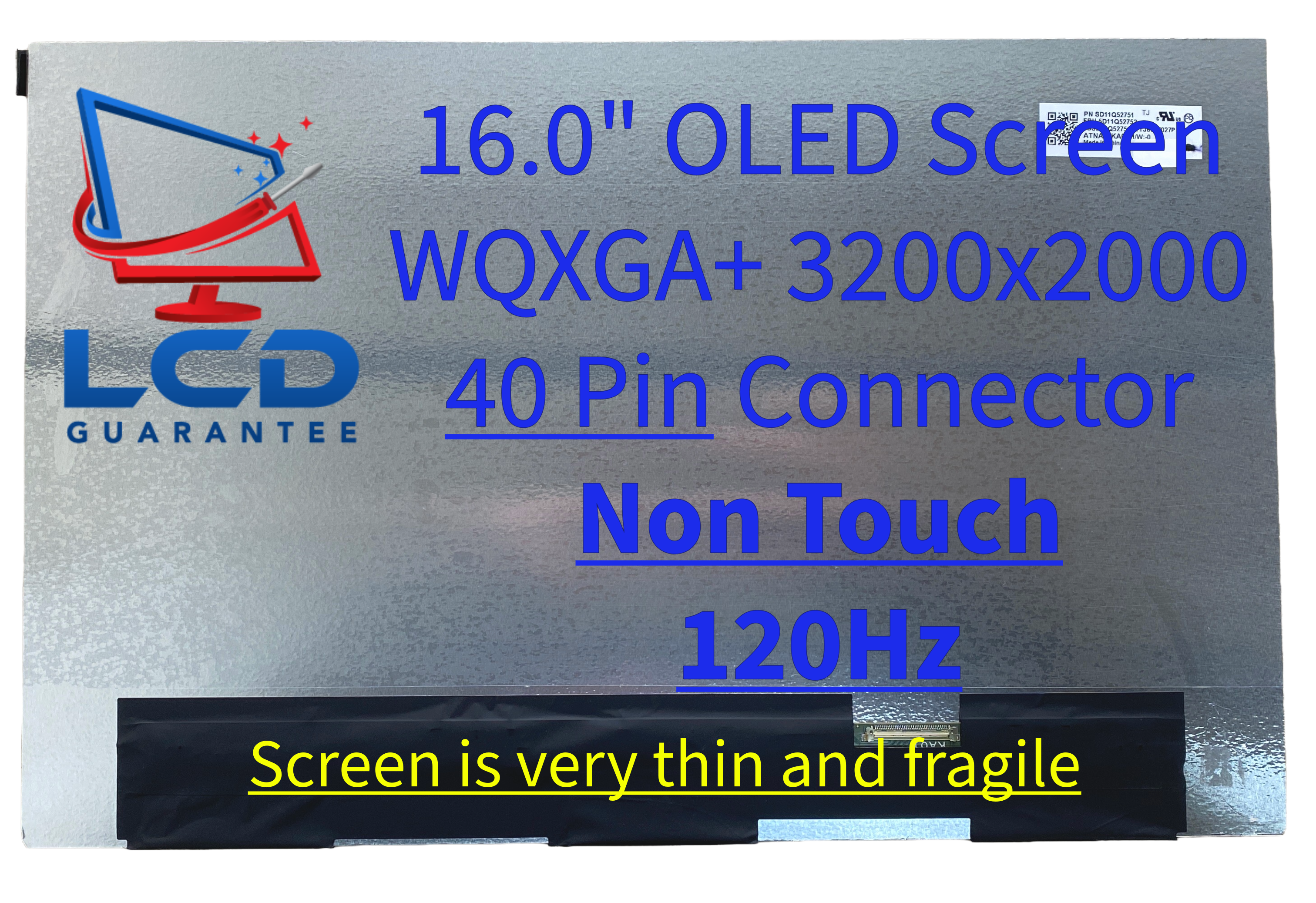Lenovo 5D11Q52733 16.0" 3200x2000 120Hz Non Touch OLED 1 inch, 40 pins Connector laptop screen