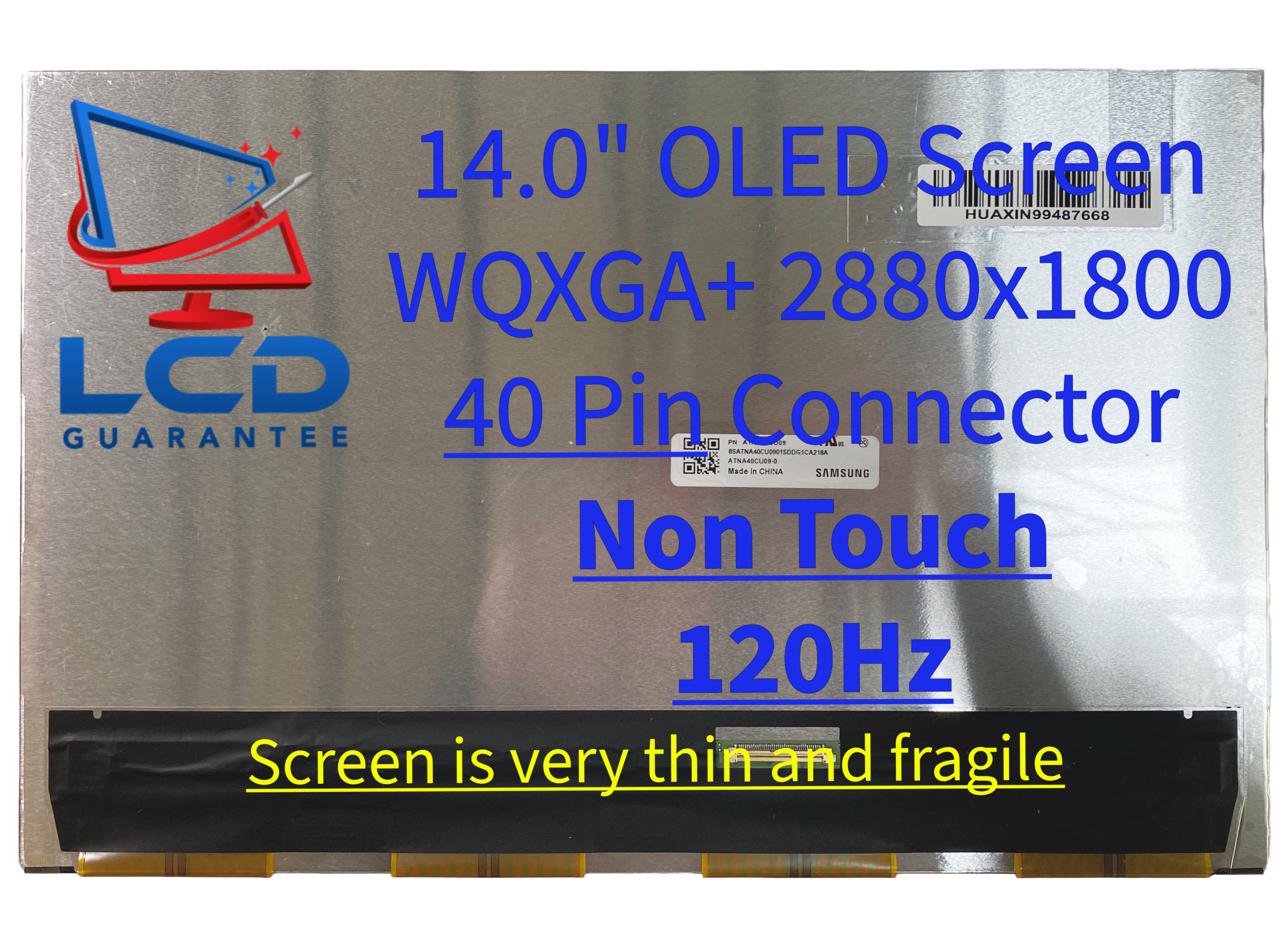 Samsung ATNA40CU09-0 14.0 3K 2880x1800 120Hz Non Touch OLED AMOLED eDP (4 Lanes), eDP1.4b HBR3, 40 pins Connector laptop screen