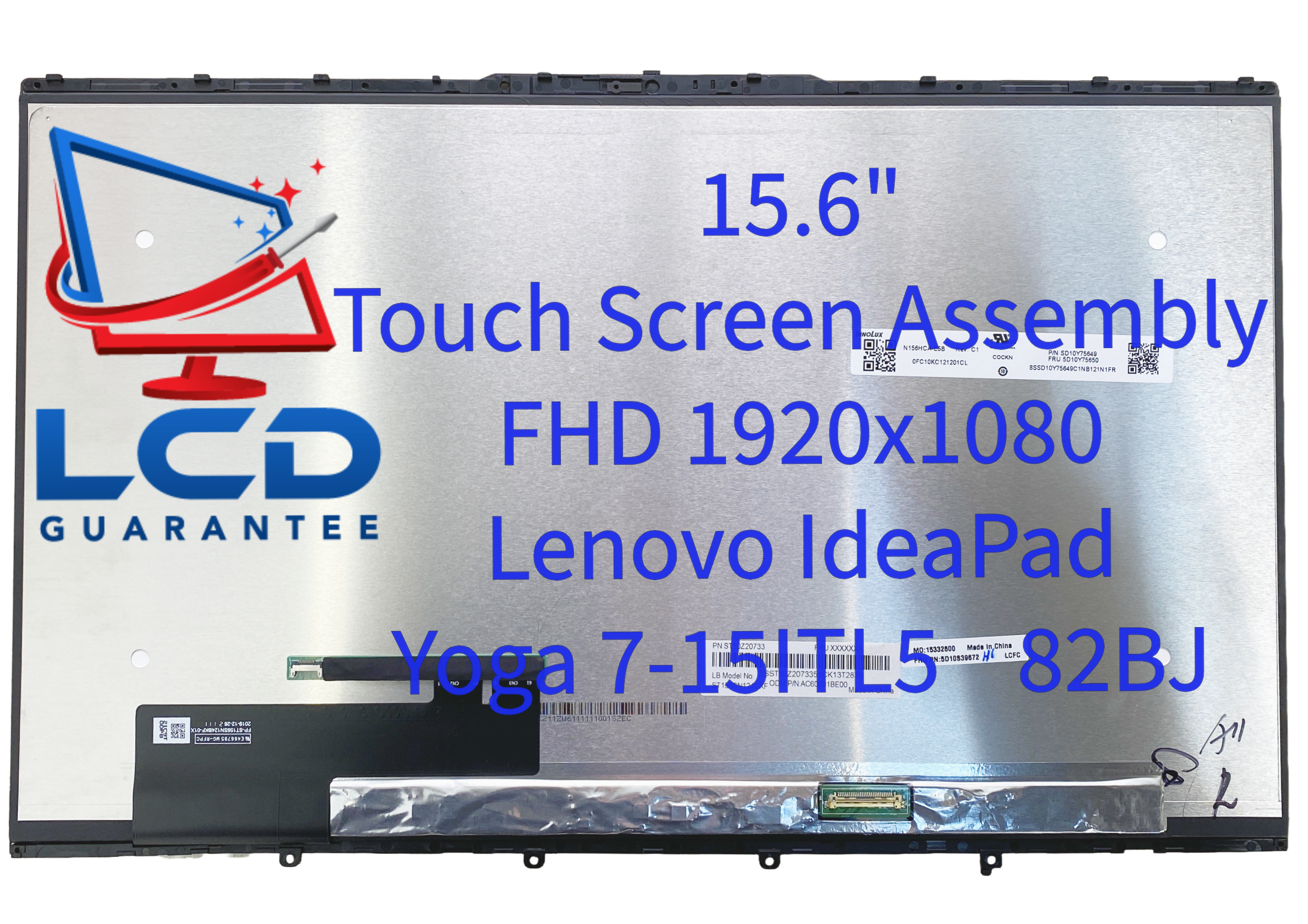 Lenovo 82BJ0071US 15.6" FHD 60Hz Touch Digitizer LCD Laptop .75 inch, 30 pins Connector laptop screen