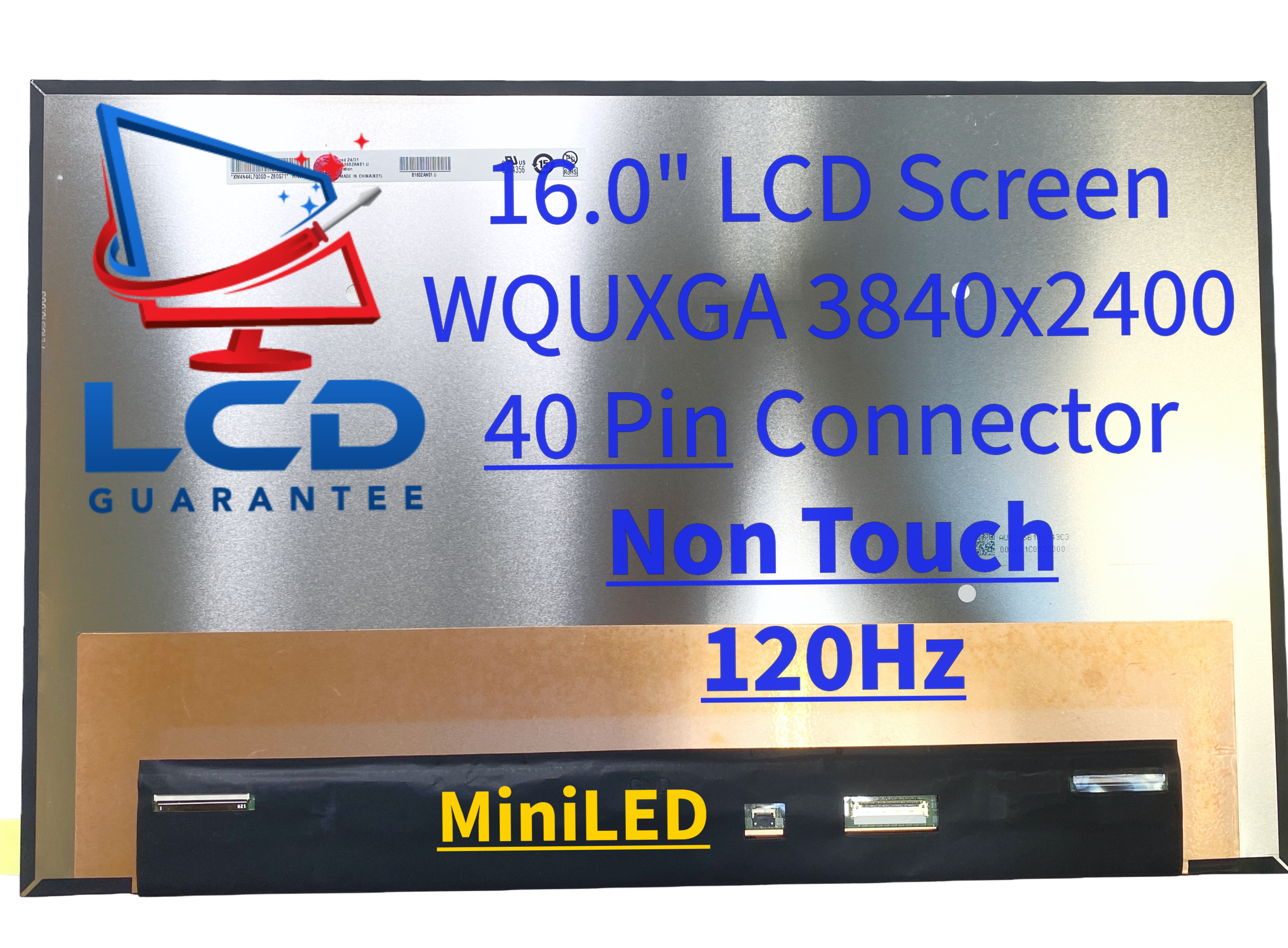 AUO B160ZAN01.U 16" MiniLED Non-Touch Replacement LCD Laptop Screen
