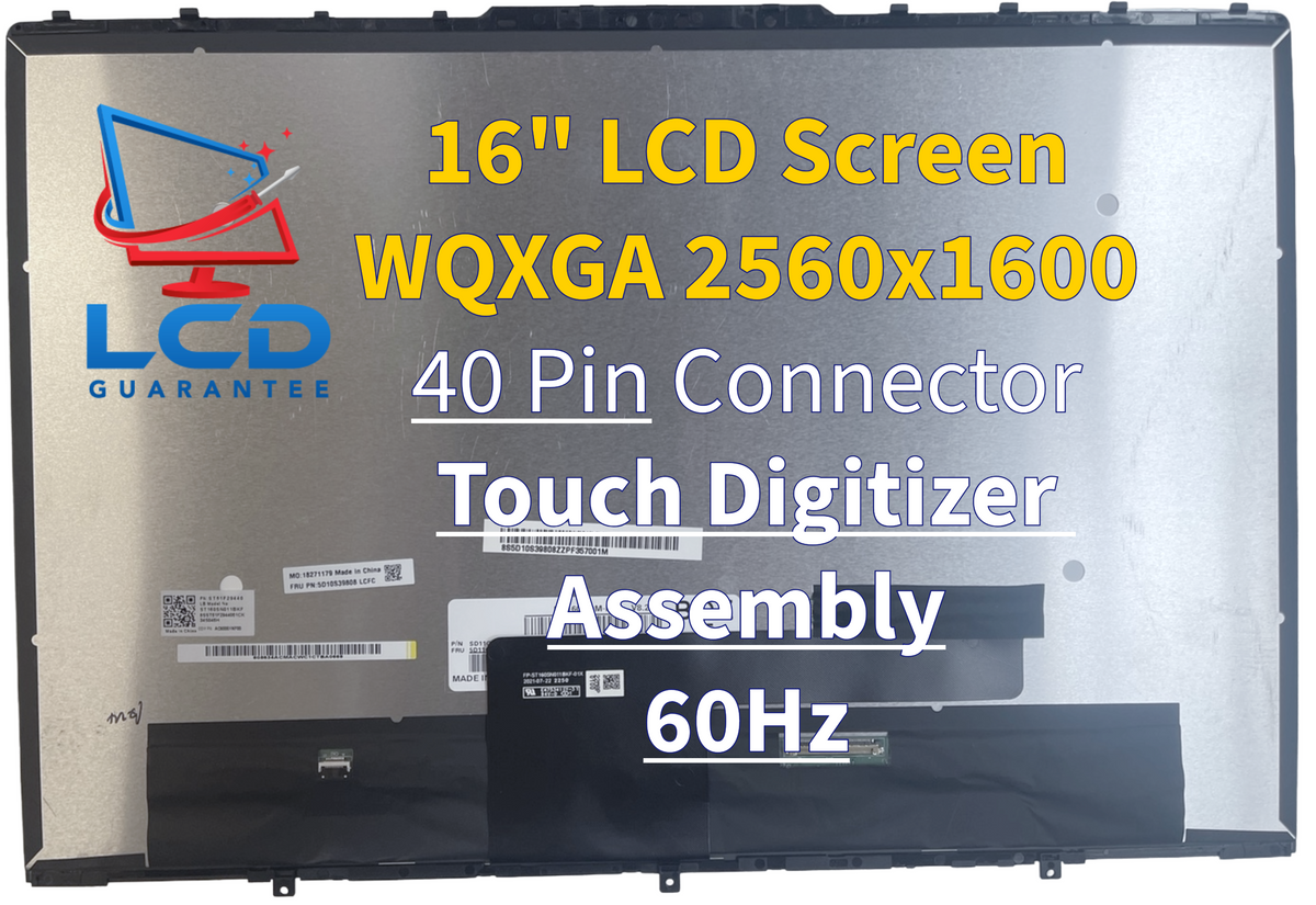 Lenovo 82UF0015US 16" WQXGA 60Hz Touch Digitizer IPS LCD 40-pin laptop screen