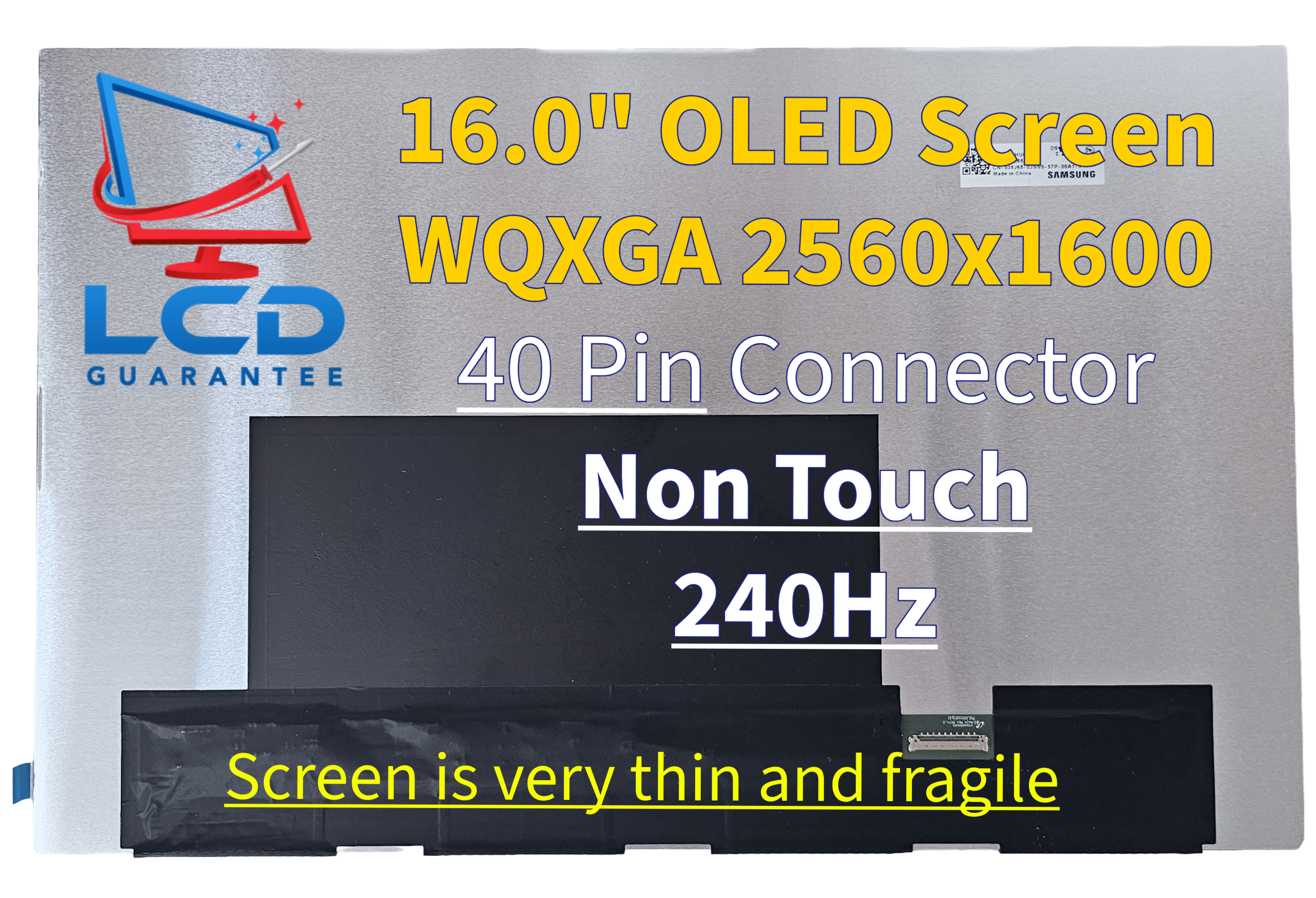 Samsung ATNA60HU05 16" WQXGA 240Hz Non Touch OLED 1 inch, 40 pins Connector laptop screen