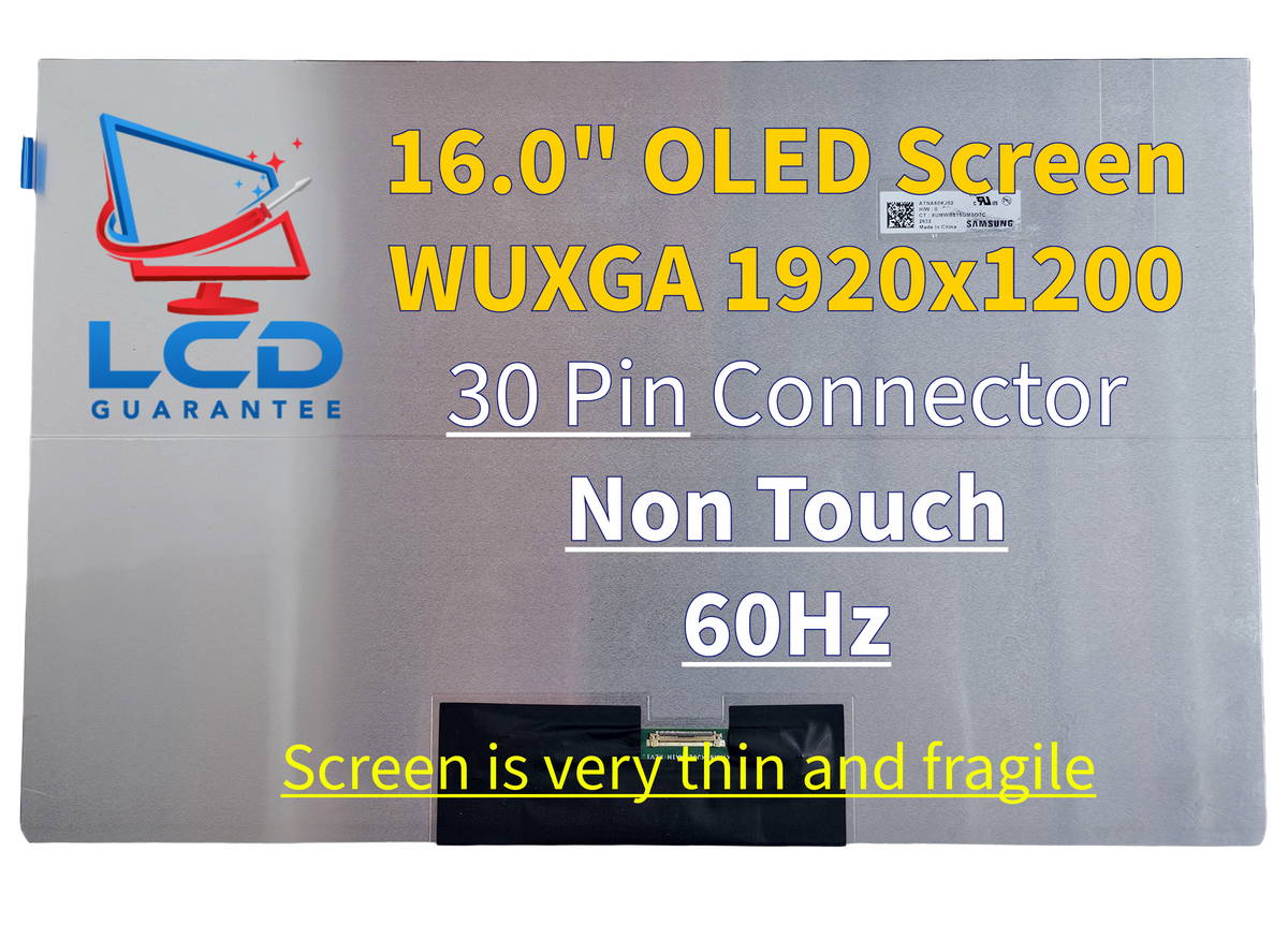 Samsung ATNA60KJ02 16" WUXGA 60Hz Non Touch OLED 30-pin eDP laptop screen