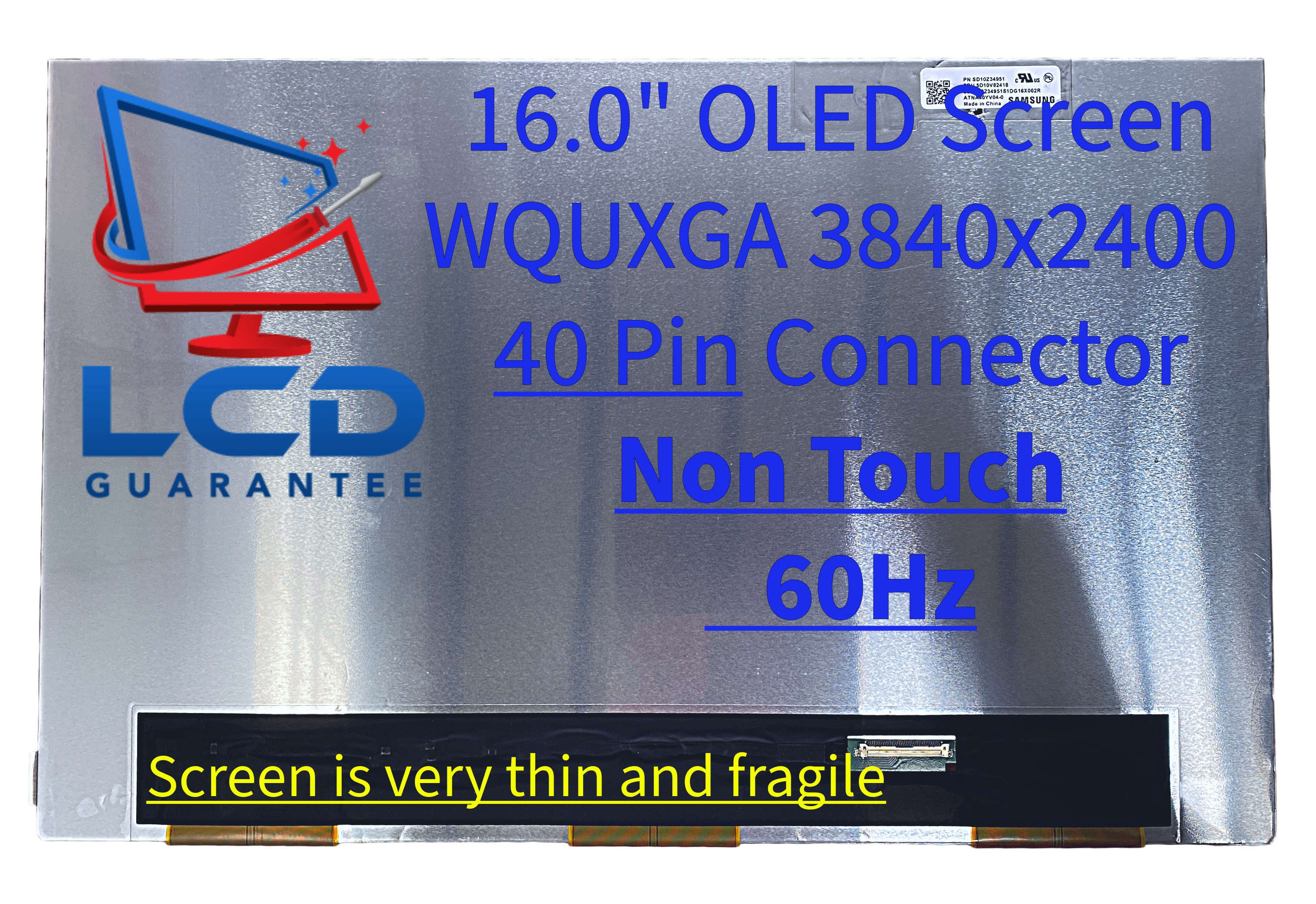 Lenovo 21KS0022US 16.0" WQUXGA 3840x2400 60Hz Non Touch OLED eDP, 40 pins Connector laptop screen