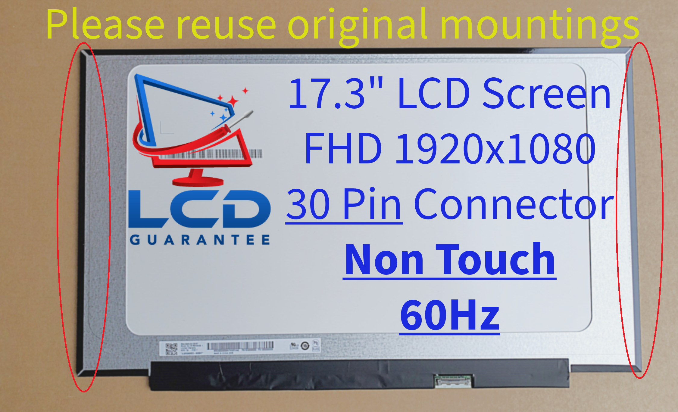 Lenovo 5D10S39697 17.3" 60Hz FHD Non Touch LCD Replacement Laptop Screen