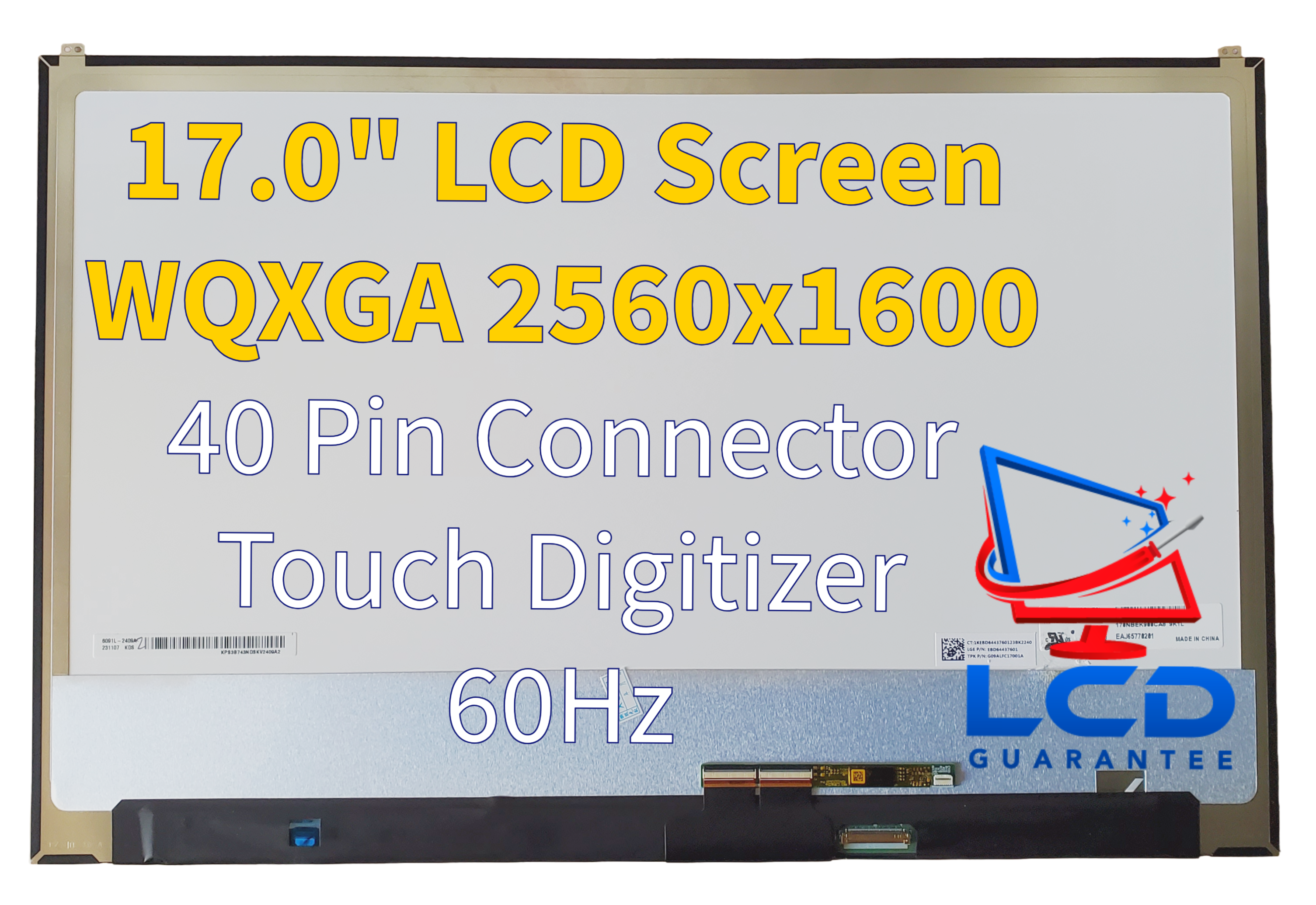 LG Gram 17Z90TL-H.AAS7U1 17" WQXGA 60Hz Touch Digitizer LCD 1 inch, 40 pins Connector laptop screen