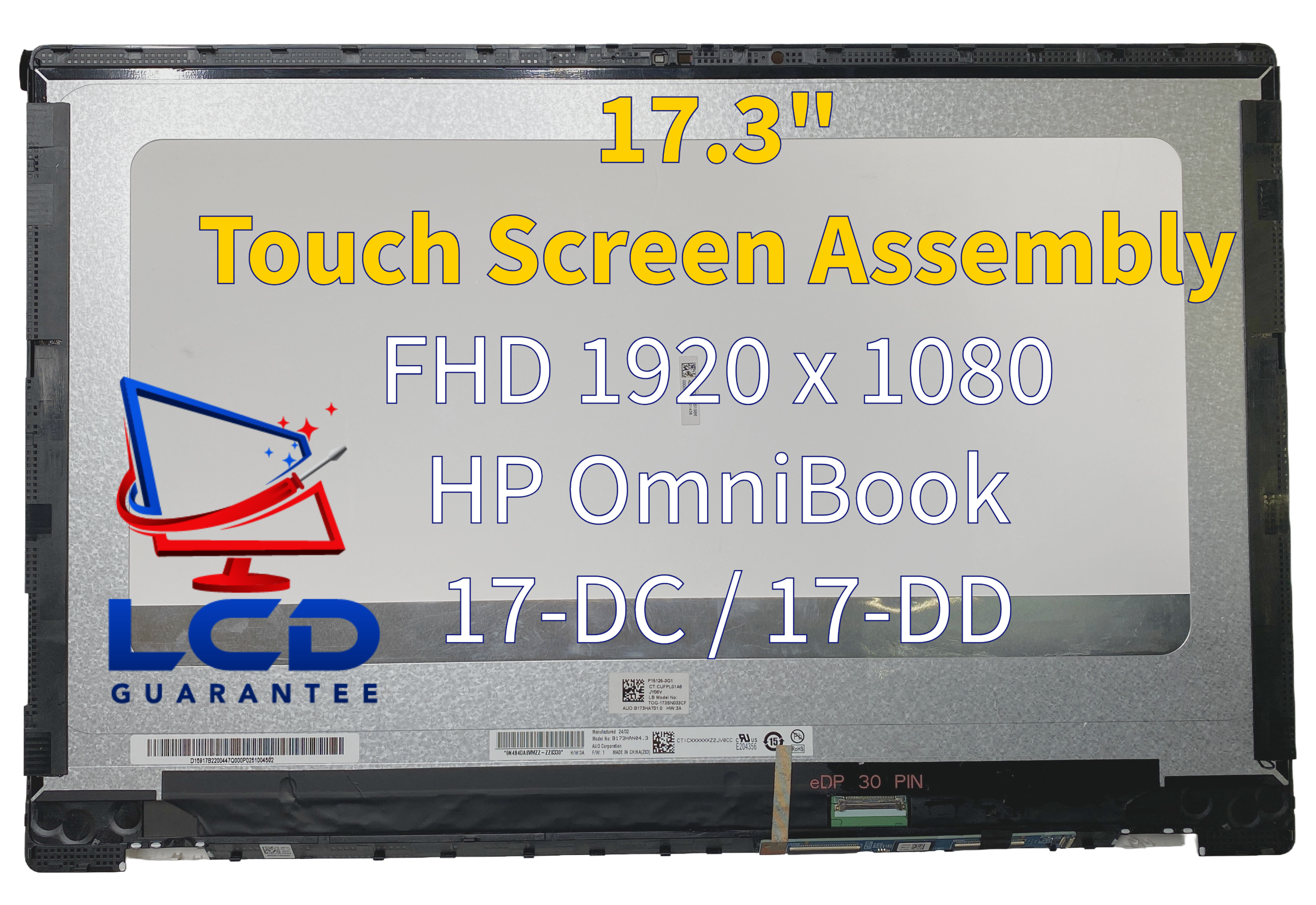 HP OMNIBOOK X 17.3 INCH LAPTOP NEXT GEN AI PC 17-dd1000 17-DD1XXX Series 17.3" FHD 60Hz Touch Digitizer LCD UWVA 1 inch, 40 pins Connector laptop screen